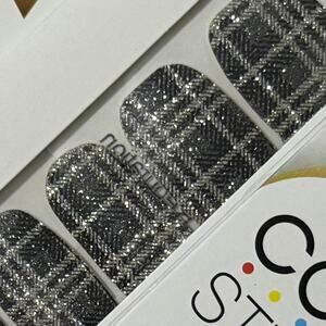 New Color Street “Plaid Reputation” Black & Silver Plaid Glitter Nail Strips